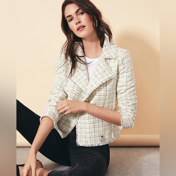 * SOLD* Ann Taylor Fringe Tweed Moto Jacket - Picture 11 of 17